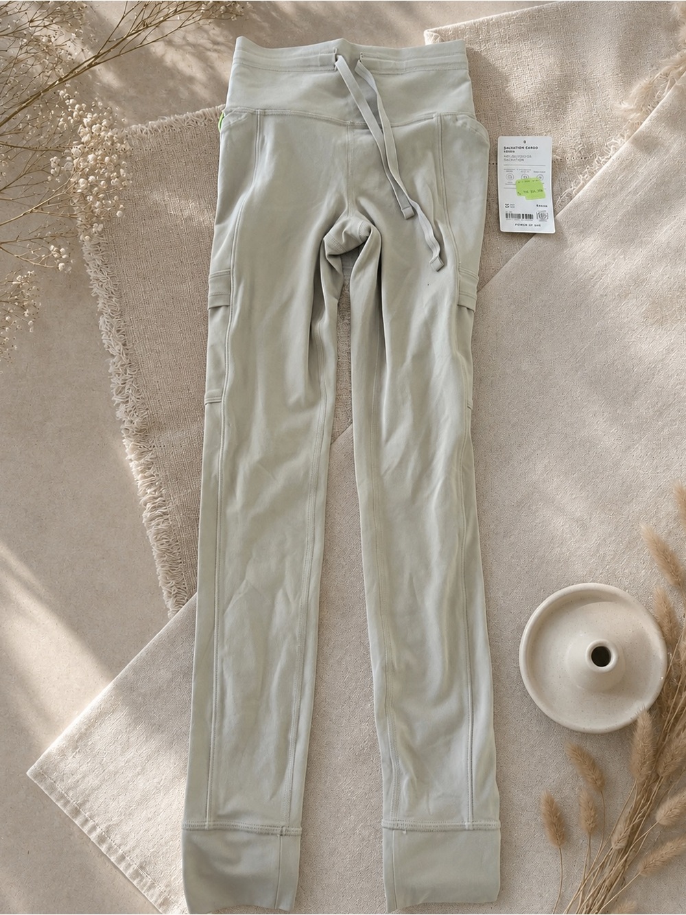 Athleta Girl XXS Light Sage/beige Active Leggings with Drawstring Waist
